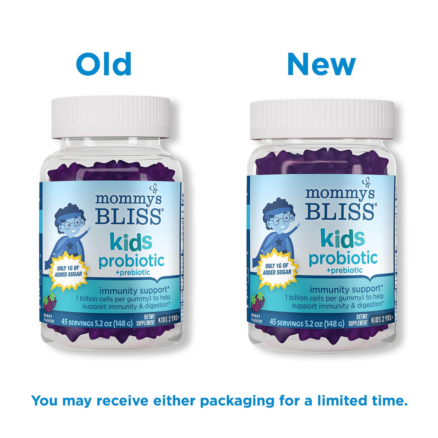 probiotic gummies new and old bottle